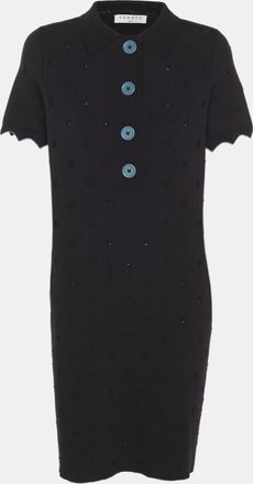 Sandro Navy Blue Stretch Crepe Mini Dress