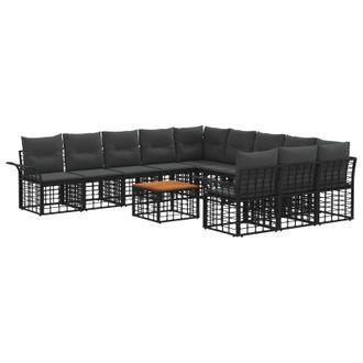 vidaXL Conjunto De Sof&aacute;s De Exterior 12 Pcs Negro Y Gris Oscuro Vidaxl