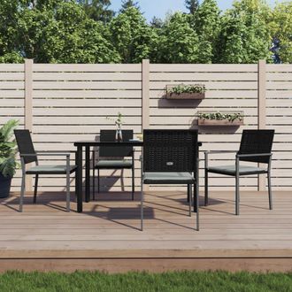 vidaXL Juego Comedor Jard&iacute;n 5 Piezas Y Cojines Rat&aacute;n Sint&eacute;tico Y Acero Vidaxl
