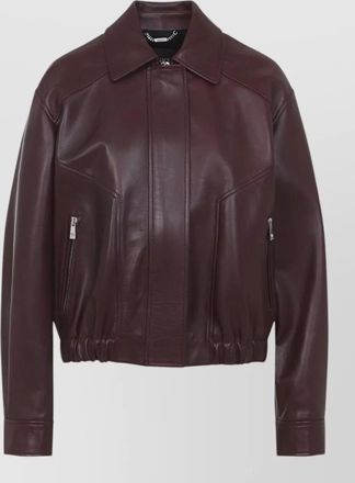 Versace buffalo leather jacket collared design