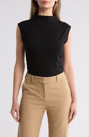 Nordstrom Rack Sleeveless Ruched Mock Neck Top in Black at Nordstrom Rack, Size X-Large