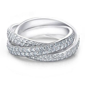 Pompeii3 2 3/4ct Rolling Ring Diamond Pave Eternity 14K White Gold Size Selectable