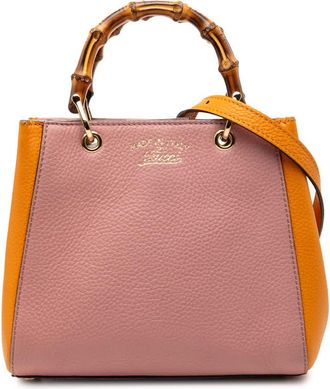 Gucci Pre-owned Gucci Mini Bicolor Calfskin Bamboo Shopper Satchel Ladies R6FIO6SARY8NK53G