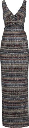 Missoni Multicolor Sequined Lurex Twist Detail Viscose Midi Dress