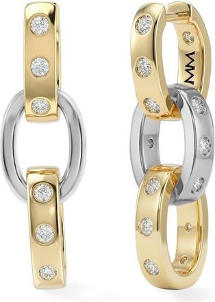 Melinda Maria Ashley Cubic Zirconia Convertible Link Hoop Earrings in Gold Mix-White at Nordstrom