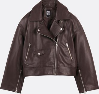 La Redoute Collections Bikerjasje in leer, Signature THELMA