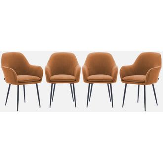Sweeek Sweeek - Set di 4 poltrone in velluto a coste con gambe in metallo nero opaco