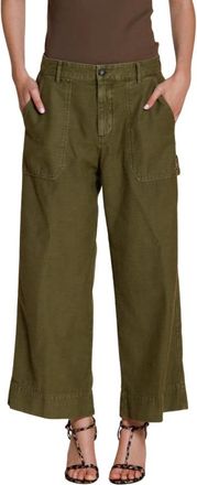 Mason's Dallas Wide Cargo Broek - Dames - Wijde Broeken - Groen - S - Katoen - Broeken