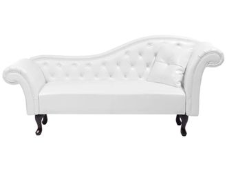 Beliani Chaise longue derecho Piel sint&eacute;tica Blanco