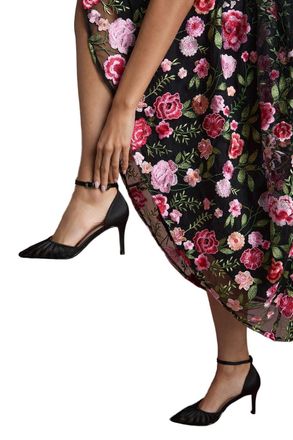 Coast Krystal Satin Mesh Detail High Stiletto Heel Court Shoes, 5, Black