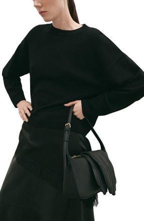 Mango Mixed Media Sweater in Black at Nordstrom, Size Medium