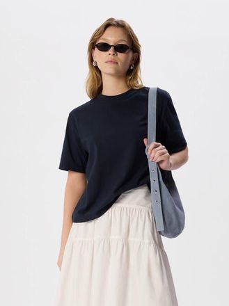 Whistles Cotton Crew Neck Top in Navy at Nordstrom, Size X-Small