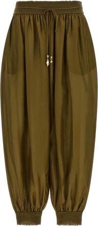 Zimmermann Mahon Harem Trousers - female - Zimmermann - Wide Trousers - Green - XS - Trousers