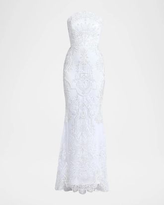 Zhivago Ithaca Lace Strapless Gown