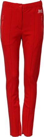 Dolce & Gabbana Womens Red Mid Waist Slim Fit Pants Viscose Nylon Elastane
