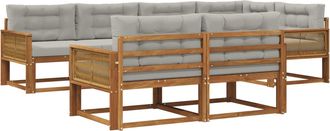 vidaXL Conjunto De Sof&aacute;s De Exterior 8 Uds. Natural Y Gris Claro Vidaxl
