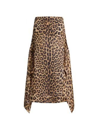 Alberta Ferretti Leopard Print Asymmetrical Skirt with Edgy Hemline