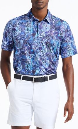Robert Graham Brettman Short Sleeve Performance Polo in Blue at Nordstrom, Size Xxx-Large