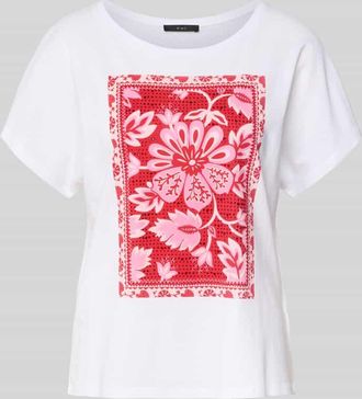 Oui T-Shirt mit Motiv-Print und Rundhalsausschnitt in Weiss, Gr&ouml;&szlig;e 38