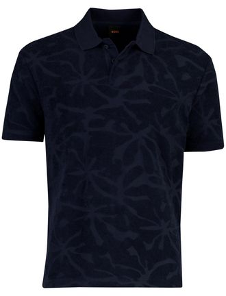 HUGO BOSS Poloshirt BOSS Orange donkerblauw met structuur