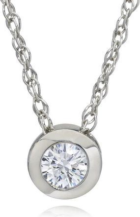 Pompeii3 1/4Ct Diamond Solitaire Pendant Womens 14k White Gold Bezel Pendant Lab Grown