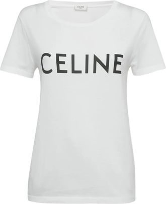 Celine T-shirt con logo - Bianco