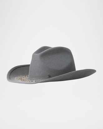 Maison Michel Austin Fairy Dust Strass Wool Felt Cowboy Hat
