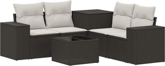 vidaXL Juego De Sof&aacute; 6 Uds. Negro Y Blanco Crema Vidaxl