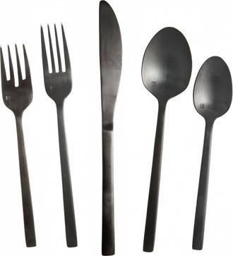 Arezzo Brushed Flatware Set - 20 Pieces In Black