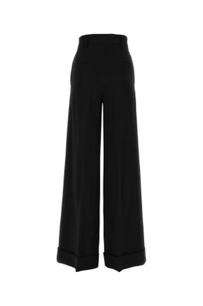 Moschino Womens Black Crepe Wide-Leg Pant 0555 Exterior: Viscose Elastane Pantaloni