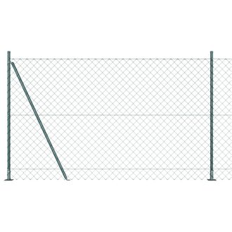 Berkfield Home Chain Link Fence with 7 Flanged Posts 1.5x10 m Galvanised Steel in Green