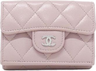 Chanel Pink Grained Calfskin Wallet (Tri-Fold) (Pre-Owned)