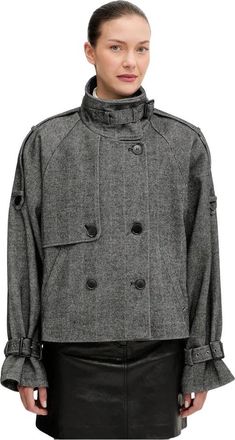 Gestuz Gzavic Short Jacket - Dames - Trenchcoats - Grijs - XL - Wol - Jassen