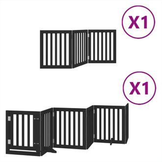 vidaXL Puerta Para Perros Plegable 9 Paneles Madera &Aacute;lamo Negra 450 Cm Vidaxl