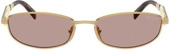 Prada 55mm Oval Sunglasses in Gold /Light Purple Brown at Nordstrom
