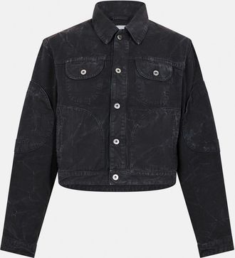 Off-white Mens Off White Solid Patterned Varsity Jacket in Black - Size Medium