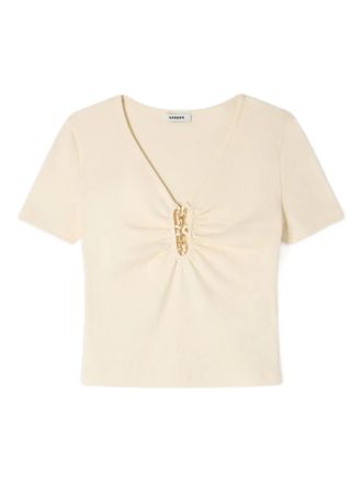 Sandro T-shirt met V-hals - Beige