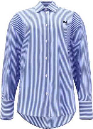 Msgm Vertical Stripes Two Shades Blue Shirt