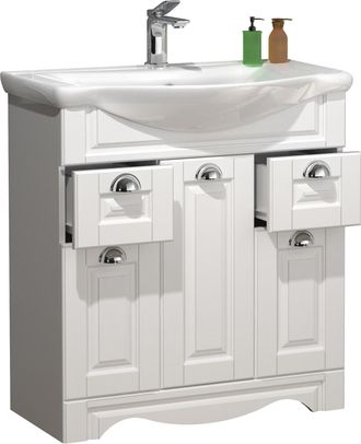 ebuy24 Ebuy24 - Vcm 2 Piezas Lavabo Lavabo Inferior 75 Cm Juego De Muebles De Ba&ntilde;o Con Lavabo Landhaus Styl Pr&aacute;cticos Cajones Complete Casalo Xl (blanco)