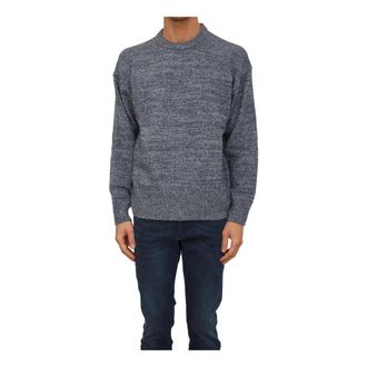 HUGO BOSS Hugo, Round-neck Knitwear, male, Blue, Size: L Knitwear BLU