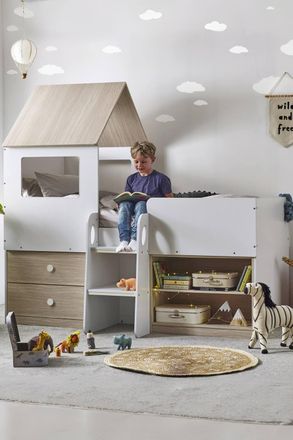 Julian Bowen Orpheus Treehouse Midsleeper Cabin Bed in Natural | Size: Single