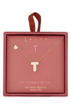 Leith Cubic Zirconia Heart & Bubble Initial Pendant Necklace in T- Clear- Gold at Nordstrom Rack