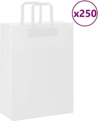 vidaXL Bolsas De Papel Con Asas 250 Uds Blanca 26x12x35 Cm Vidaxl