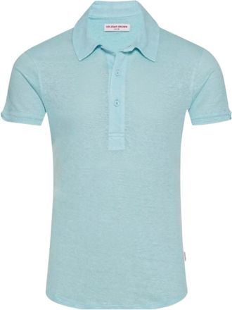 Orlebar Brown Mens Sebastian Linen Polo Shirt In Pool