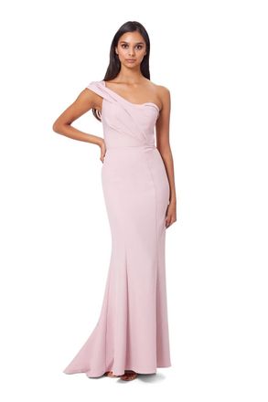 Jarlo Womens Annabelle One Shoulder Fishtail Maxi Dress, Orignal Pink, 14
