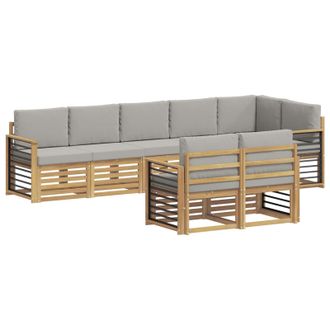 vidaXL Set Di Divani Da Esterno 8 Pz 8-posti Bianco E Grigio Chiaro Vidaxl