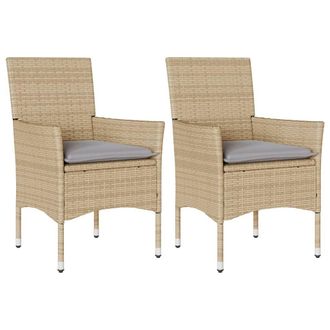 vidaXL Vidaxl - Sillones De Jard&iacute;n Con Cojines 2 Uds Rat&aacute;n Sint&eacute;tico Beige
