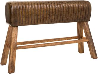 Wanderlust Deco Wanderlust Deco - Banqueta De Madera Y Piel Marr&oacute;n120x35x76