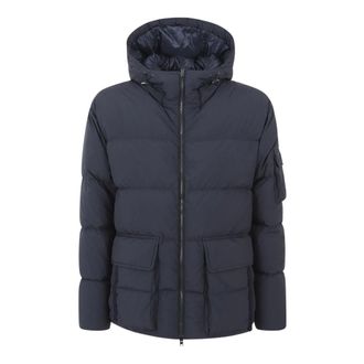 Herno Down Jackets, male, Blue, Size: 2XL Hooded Nylon Down Jacket