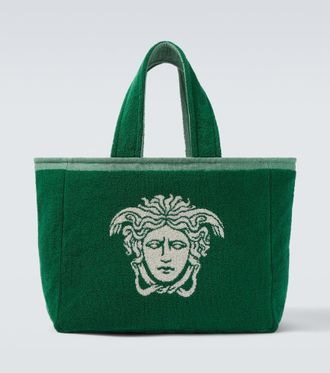 Versace Medusa cotton-terry jacquard tote bag